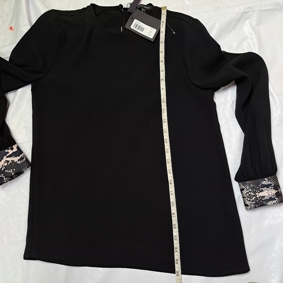 Judith and Charles Black Blouse with snake print  cuffs - Picture 10 of 10